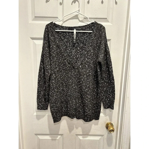 Kensie Women Medium Marled Dark Multicolor Elbow Patch Button Cardigan‎ Black - Picture 1 of 7